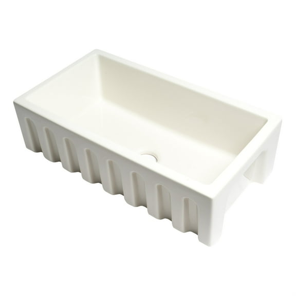 ALFI brand AB3318HS-B Biscuit 33" x 18" Reversible Fluted / Smooth Fireclay Farm Sink