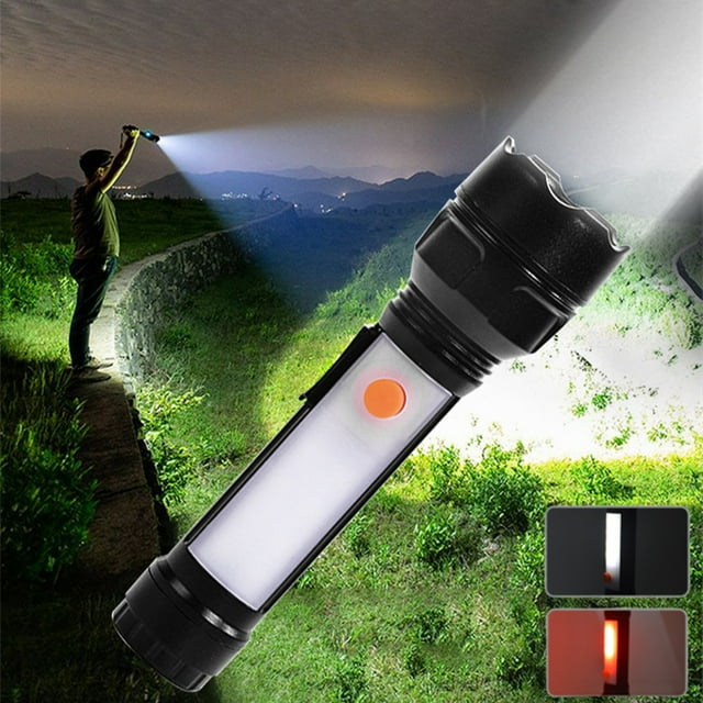 LSLJS Lampe de Poche LED Portable, Lampe de Poche d'Urgence Routière Lampe de Camping Extérieure Lampe de Poche LED en Plastique avec Lumière Rouge, Lampes de Poche Extérieures
