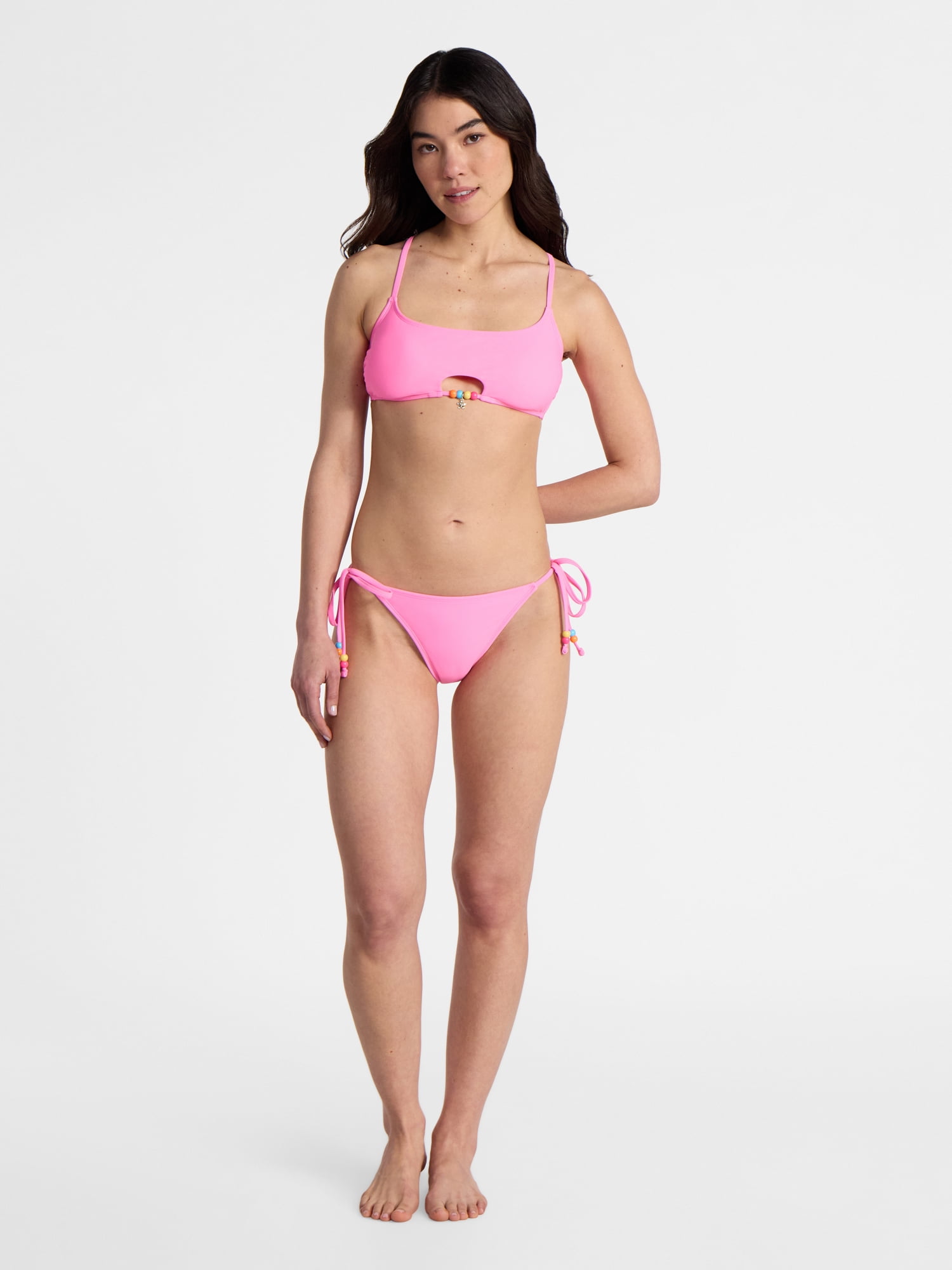No Boundaries Beaded Side Tie Bikini Bottoms, Women’s