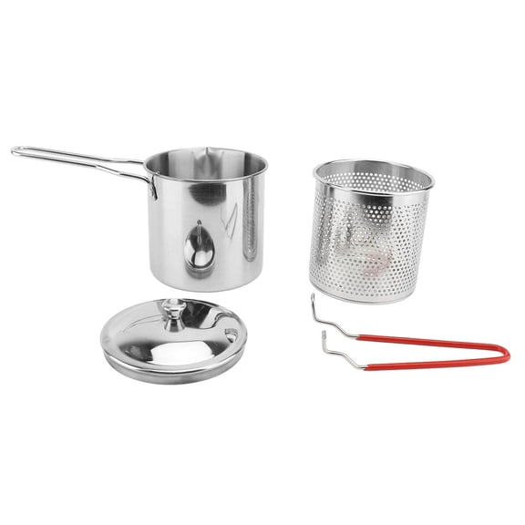 BIMZUC 10‑inch Stainless Steel Deep Fryer Pot with Strainer & Lid – Quick‑Heat, Anti‑Burn Handles, Versatile for Frying & Boiling