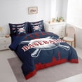 thumbnail image 3 of Homewish Ball Sports Player Bedding Comforter Set 7 Pieces, Navy Crismon Cartoon Baseball Full Bedding Set, Teens Kids Boys Girls Reversible Fitted Sheet Flat Sheet, Lightweight Room Decor, 3 of 7