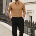 thumbnail image 3 of Yungyresw Men's Casual Polo Shirts Summer Short Sleeve Textured Polo Shirt Collared Business Tops, 3 of 8
