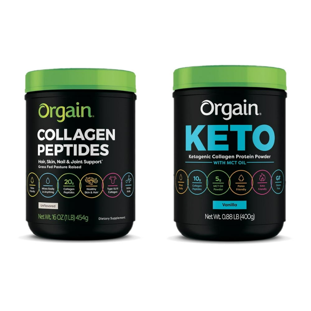 Orgain Keto Collagen, Gluten Free, Paleo Friendly Protein Powder with