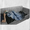 thumbnail image 6 of Moon Soft Flannel Fleece Throw Blanket, Moon Setting over Clouds Water Reflections Stars Universemed Image Print, Cozy Plush for Indoor and Outdoor Use, 70" x 90", Black Blue White, by Ambesonne, 6 of 6