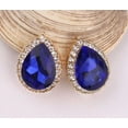 thumbnail image 4 of Clip on 1" gold teardrop earrings in a variety of color and clear stones, 4 of 7