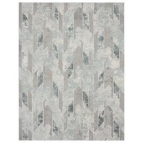LR Home Martha Annie Gray/Blue Modern Geometric Polyester Area Rug, 5'3" x 7'3"
