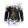 thumbnail image 3 of Christmas Tree Print Off The Shoulder Sweatershirt For Womens Causal Blouse Long Sleeve Loose Slouchy Pullover Plus Size Tops, 3 of 3