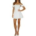 thumbnail image 3 of FOCUSNORM Robe Mini pour Femmes Sans Manches Dos Nu Épaules Dénudées à Volants Robe Trapèze pour Cocktail, 3 of 8