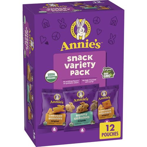 Annies Organic Variety Pack, Easter Basket Stuffers, Cheddar Bunnies, Bunny Grahams, And Cheddar Squares, 11 Oz, 12 Pouches