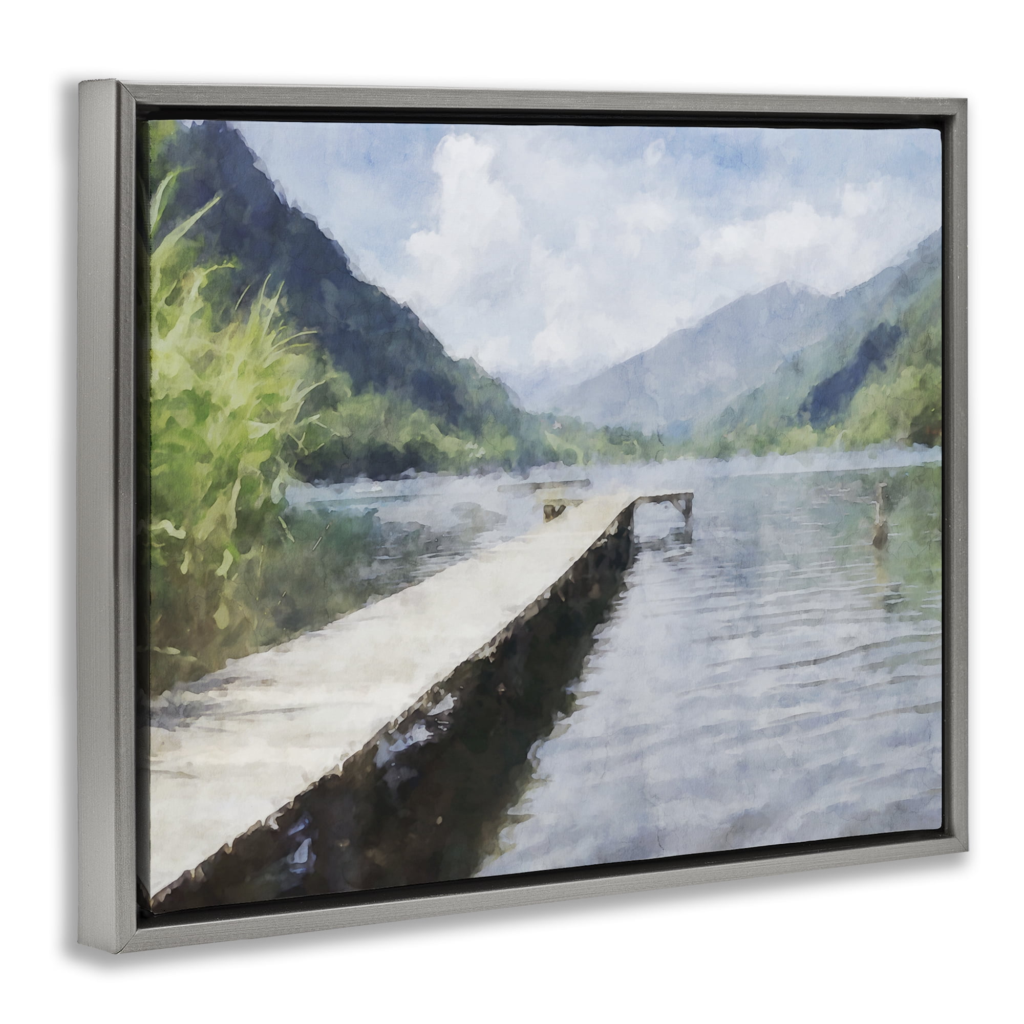 Stupell Industries Dappled Lake Dock Gray Framed Floater Canvas Wall Art, design by Kim Curinga