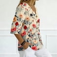 thumbnail image 3 of Solid Color 3/4 Sleeve V Neck T Shirt for Women Casual Buttoned Pullover Tops Loose Fit Lightweight Soft Tees for Summer Daily Outfits and Loungewear, 3 of 7