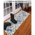 thumbnail image 3 of Blue Yellow Floral Front Door Mat Vintage Plant Abstract Art Leaf Flower Welcome Doormat Indoor Outdoor Entrance Floor Mat Non-Slip Washable Runner Rug for Front Porch Decor 16x47 Inch, 3 of 6