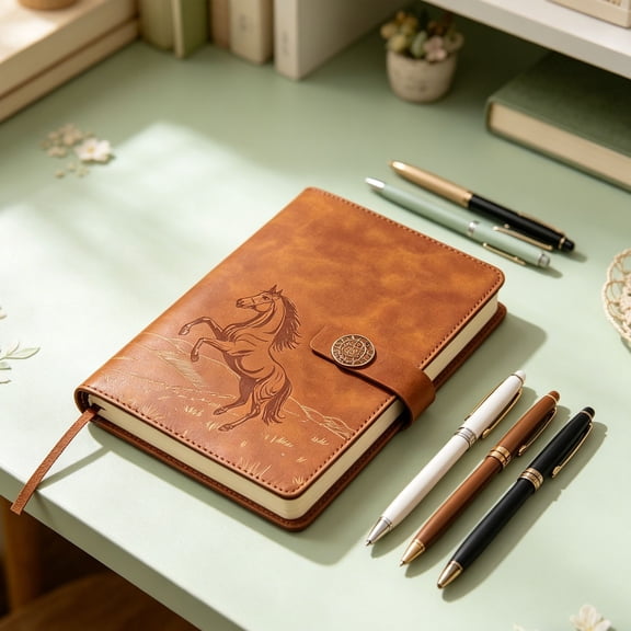 HonestMatter A5 Notebook Journal, Retro Textured Diary Book for Work and Business Writing, Portable College Ruled Notebooks for Meeting Notes and Planning, Brown, 1 Pack