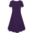 thumbnail image 6 of Sakmal Ruffle Womens Summer Dresses Mini Petite T Shirt Purple Dress Short Sleeve A Line Dresses, 6 of 6