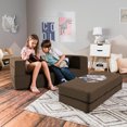 thumbnail image 5 of Jaxx Zipline Big Kids Modular Sofa & Ottoman, 3 in 1 Fold Out Sofa Furniture Set, Microsuede Chocolate, 5 of 9
