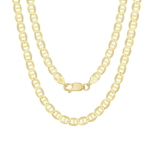 Nuragold 10k Yellow Gold Solid 5mm Anchor Mariner Link Chain Pendant Necklace, Jewelry Mens with