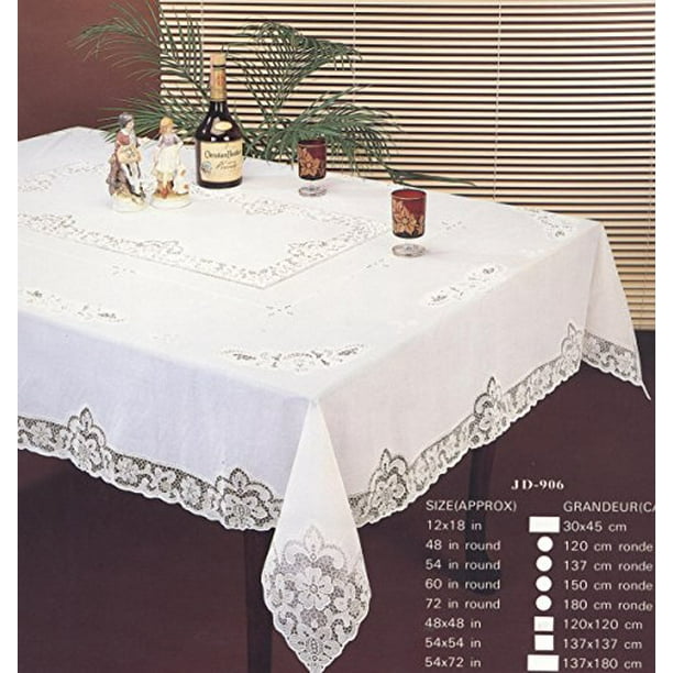 Tablecloth, Vinyl Lace, Easy Care with Vinyl Backing (60x90 Inches
