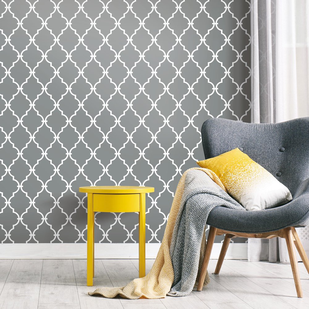 RoomMates Grey Modern Trellis Peel and Stick Wallpaper