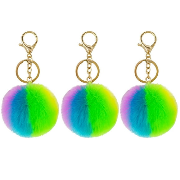 3 piezas elegantes llave llave artesanías coloridas adornos de pelota difusa anillos de llave adornos de bolsa