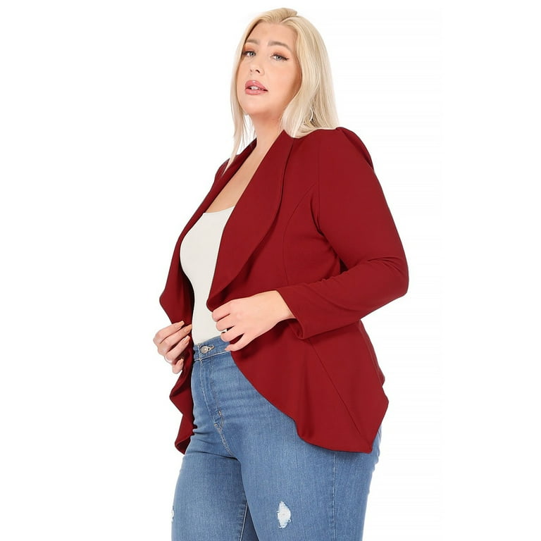 Plus size cheap red blazer jacket