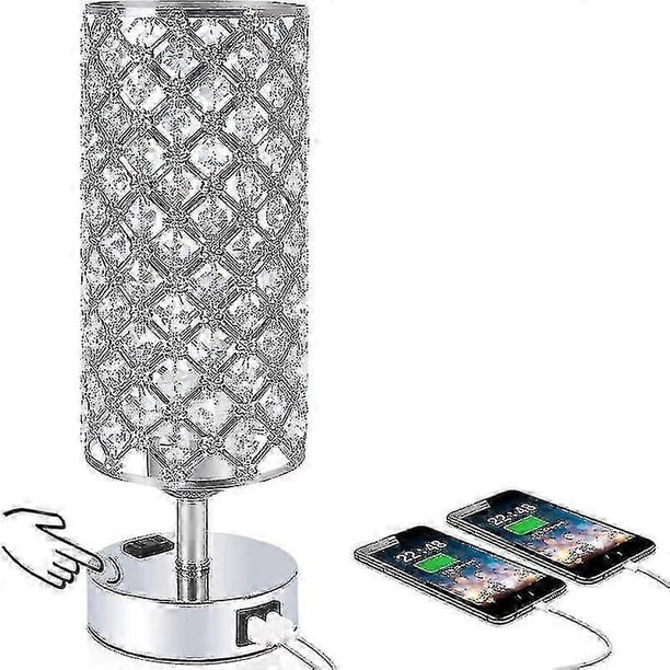 Crystal Lamp Table Lamp With Usb Ports 3 Way Dimmable Light Bedside Lamp Small Touch Light