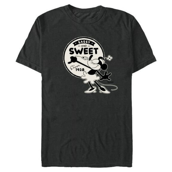 Disney 100 Minnie Mouse Sassy and Sweet Since 1928 D100 - Short Sleeve Blended T-Shirt for Adults - Customized-Dark Heather