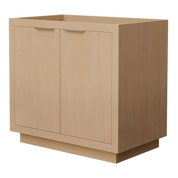 Wyndham Collection Maroni 35.25" Wood Single Bathroom Vanity in Straw/Natural