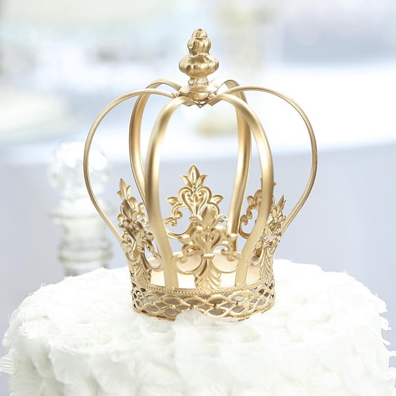 Balsa Circle 8" Gold Metal Crown Cake Topper Kids Birthday Party Wedding Centerpiece Decorations