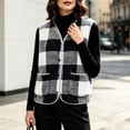 thumbnail image 4 of Cmfcve Women's Plus Size Plaid Fleece Vest Button Down Sleeveless Warm Jackets Fall Winter Casual Outerwear, 4 of 6