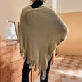 thumbnail image 6 of Bramtres Shawl Wraps for Women,Ponchos Womens Solid Color Frayed Pullover Fringed Shawl Sweater Cape Fashion Coat Women's Scarves & Wraps Khaki S, 6 of 7