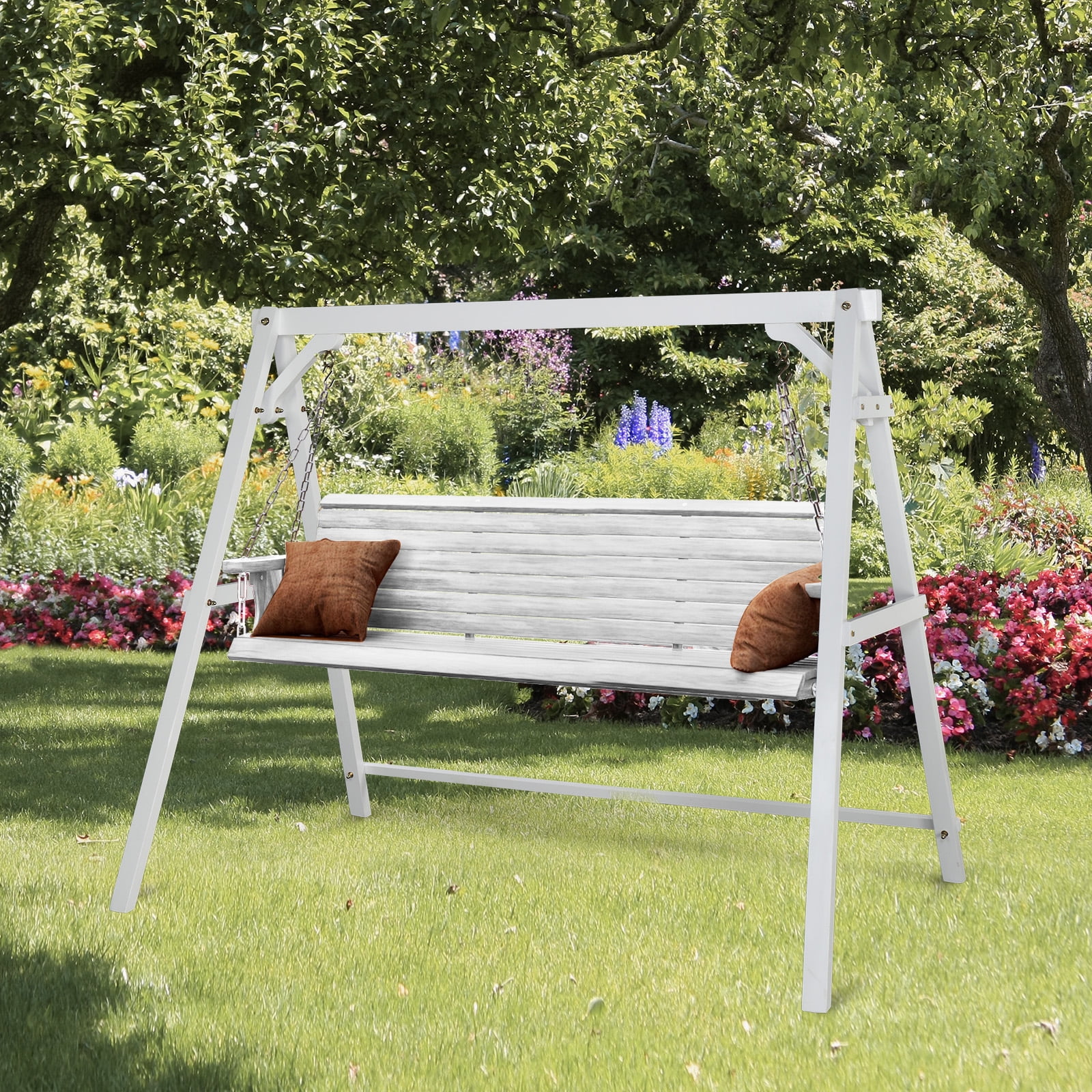 Ktaxon 5FT White Porch Swing Stand, A-Frame for Outdoor Swing