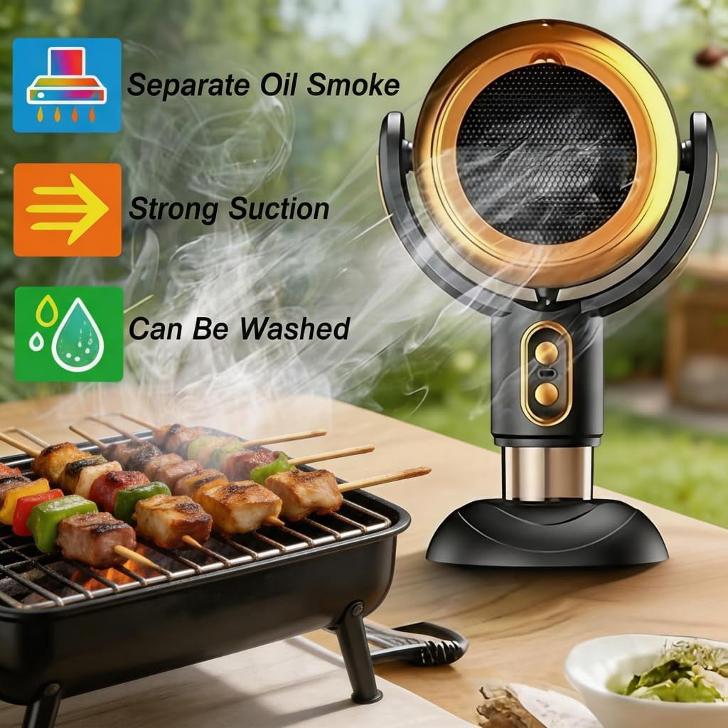 Portable Range Hood – Smoke Eliminator Purifier for Indoors, Detachable Smoke Fan for Indoor BBQ & Hot Pot Cooking