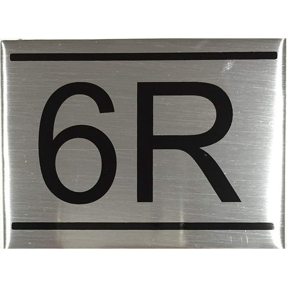 APARTMENT NUMBER SIGN -6R -BRUSHED ALUMINUM (2.25X3, Aluminium))