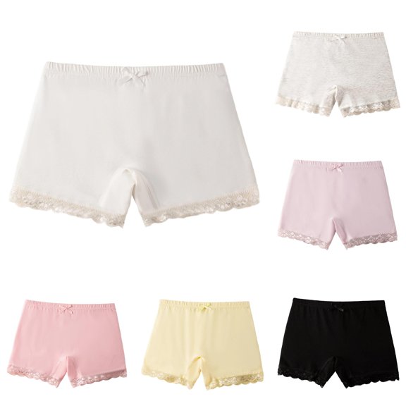 Girls Shorts Under Dress Dance Bike Shorts for Playground Gym Sports White Toddler Little Girls Soft Breathable 5-6 years