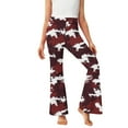 thumbnail image 6 of Girls Winter Pants Bell Bottom Leggings with Fleece Plush Lining Warm High Waist Plaid Pull On Flared Long Pant (9 Years, Red|Camo), 6 of 6