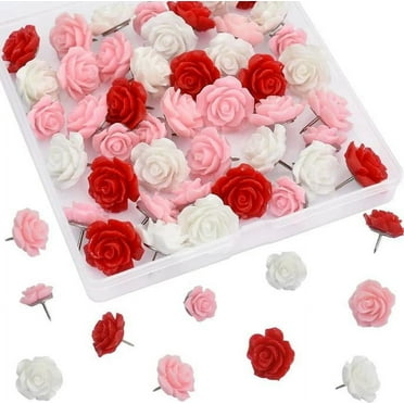 BERTDOMD 40 Pcs Flower Push Pins Thumb Tacks Bulletin Board Pins Cute Thumb Tacks Decorative Push Pins For Bulletin Board Cork Board
