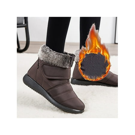 

Ymiytan Womens Snow Boots Outdoor Warm Slip On Winter Booties Anti-Slip Comfort Shoes