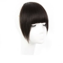 Phyun Human Hair 3D Blunt Cut Natural Hair Bangs OverHead Clip In Hair Extensions Deep Brown