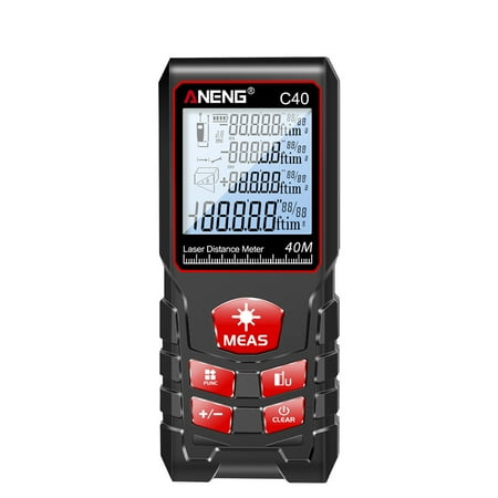 

ANENG C40 40m/131ft Distance Meter Rangefinder High Diastimeter Distance Measuring Gauge Finder with Area//Pythagoream/Double Pythagoream/Continuous Measurement
