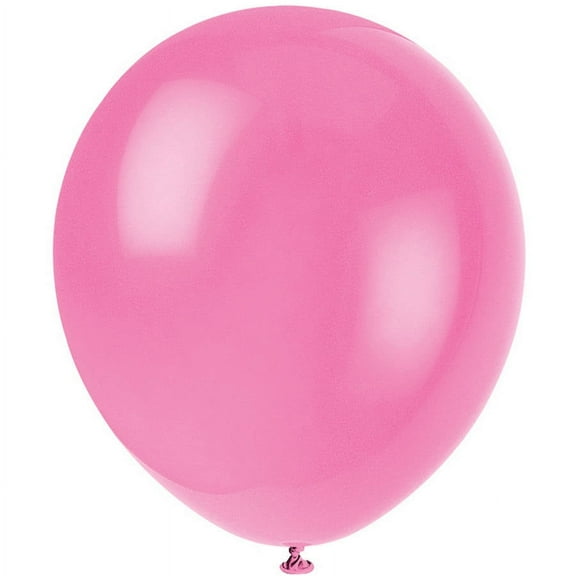 Unique Industries Latex 12" Pink Solid Print Birthday Balloons, 10 Count