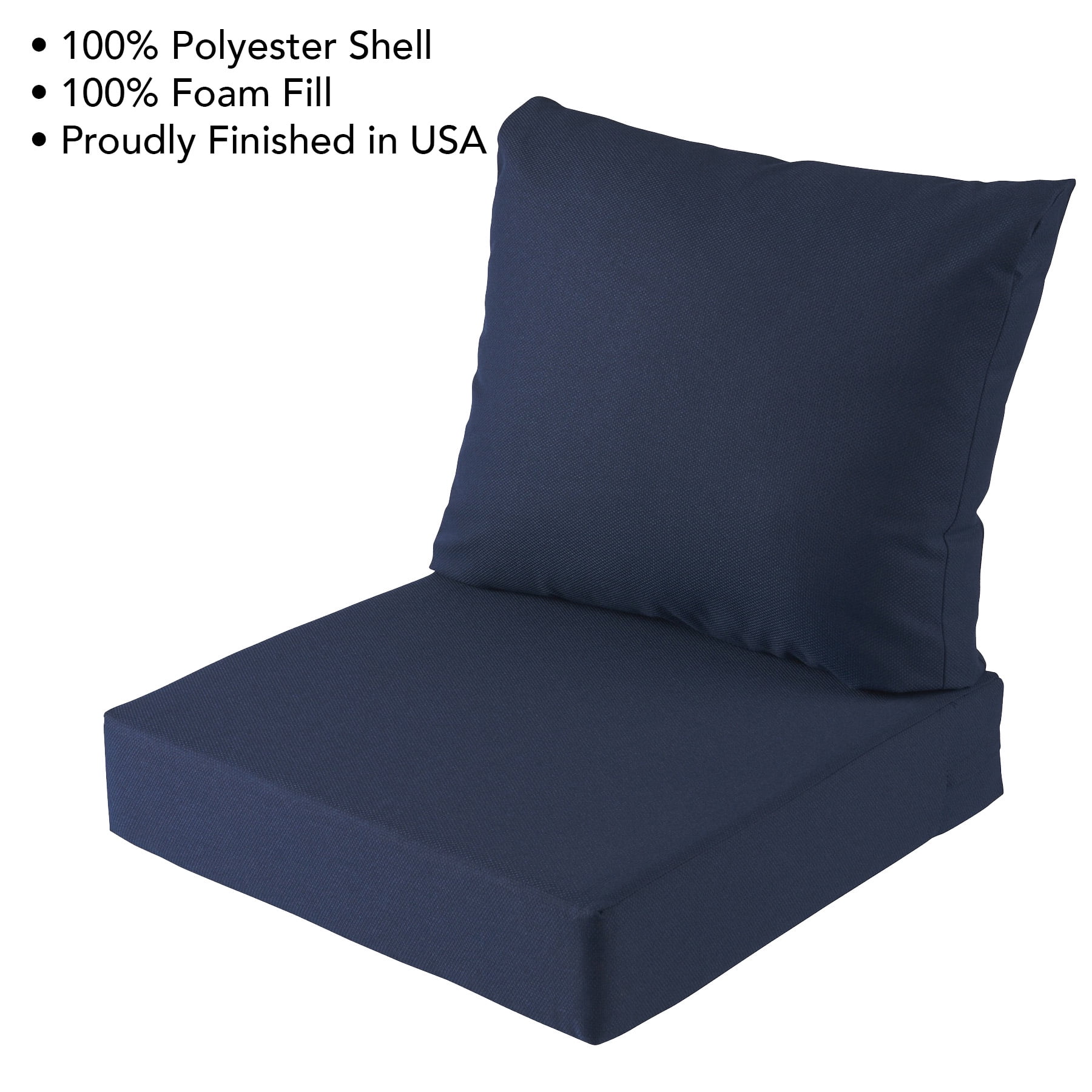 Better Homes & Gardens 24"x 24" Outdoor Deep Seat Cushion, 2-Piece, Navy