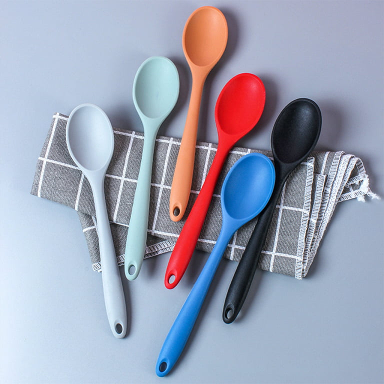 LARCISO 4 Pieces 10.6 Silicone Spoon Heat-Resistant Non Stick Food Grade Cooking Spoon for Mixing , Baking, Stirring, Turnin