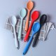 thumbnail image 5 of Cucharas para mezclar antiadherentes de silicona, resistentes al calor, diseño higiénico, juego de cucharas para cocinar y hornear para revolver, mezclar y servir, azul+gris+azul claro+naranja claro, 5 of 5