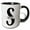 Black/White, variant on 3drose, Bold Script Monogram S - Stewart, 11oz Magic Transforming Mug