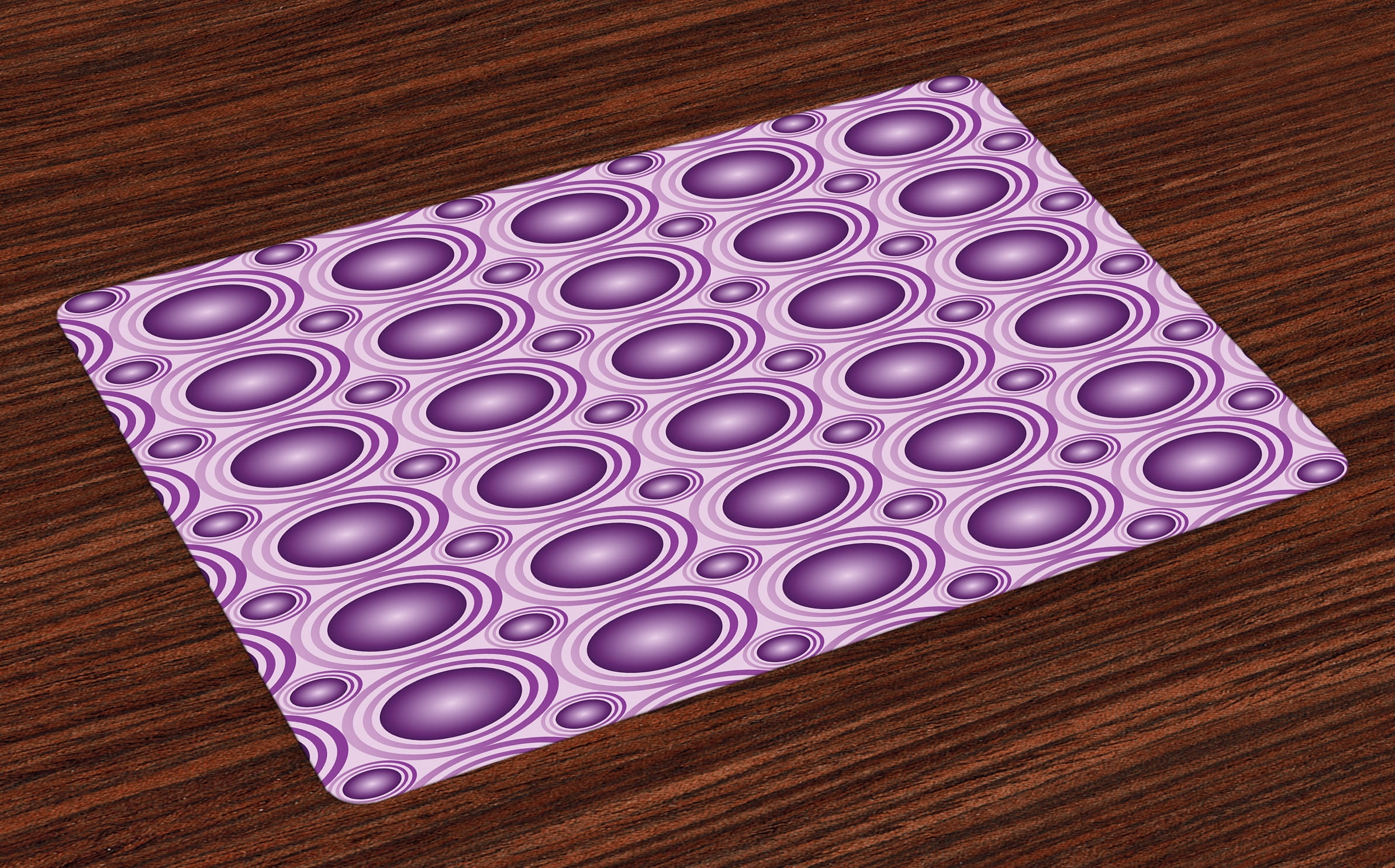 Mauve Placemats Set of 4 Gradient and Geometric Circular Pattern with