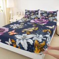 thumbnail image 3 of Manfei Teens Girls Flying Butterflies 4pcs Bed Sheets,Chic Floral Flowers King Sheets,Spring Garden Super Cozy Sheet Set,Ultra Soft Home Decor, 3 of 7