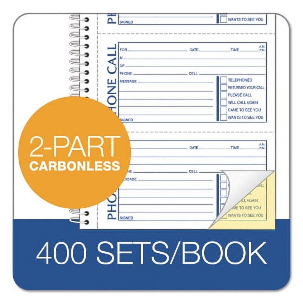 Second Nature Phone Call Book, Two-Part Carbonless, 2.75 X 5, 4/page, 400 Forms | Bundle of 5 Each