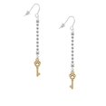 thumbnail image 2 of Delight Jewelry Goldtone Silvertone Small Open Paw Key - Silver-tone Long Sparkle Dangle French Earrings, 2 of 4