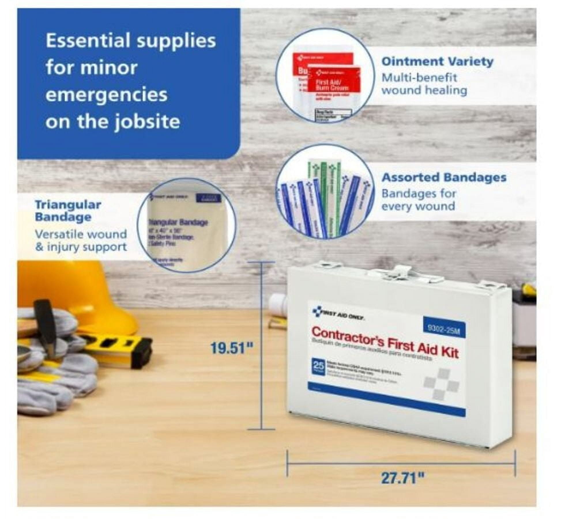 pac-kit by first aid only contractor's first aid kit, metal case, 3.61 pound