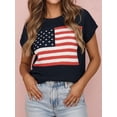 thumbnail image 6 of Gynyvoja Women'S American Flag Pattern Cap Sleeve Crew Neck Sweater Casual Loose Pullover Cardigan Sweater Black L, 6 of 8